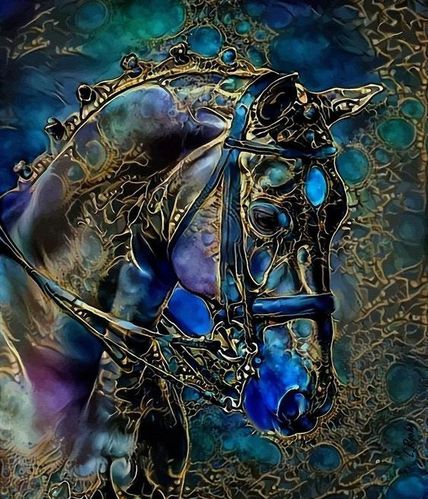 Diamond Painting  blaues Pferd 80x100cm